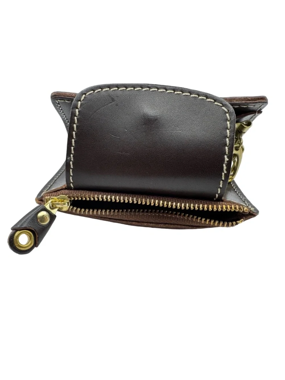 PORCO ROSSO Brown Leather Key Case Coin Purse Holder Organizer Wallet Clip Japan